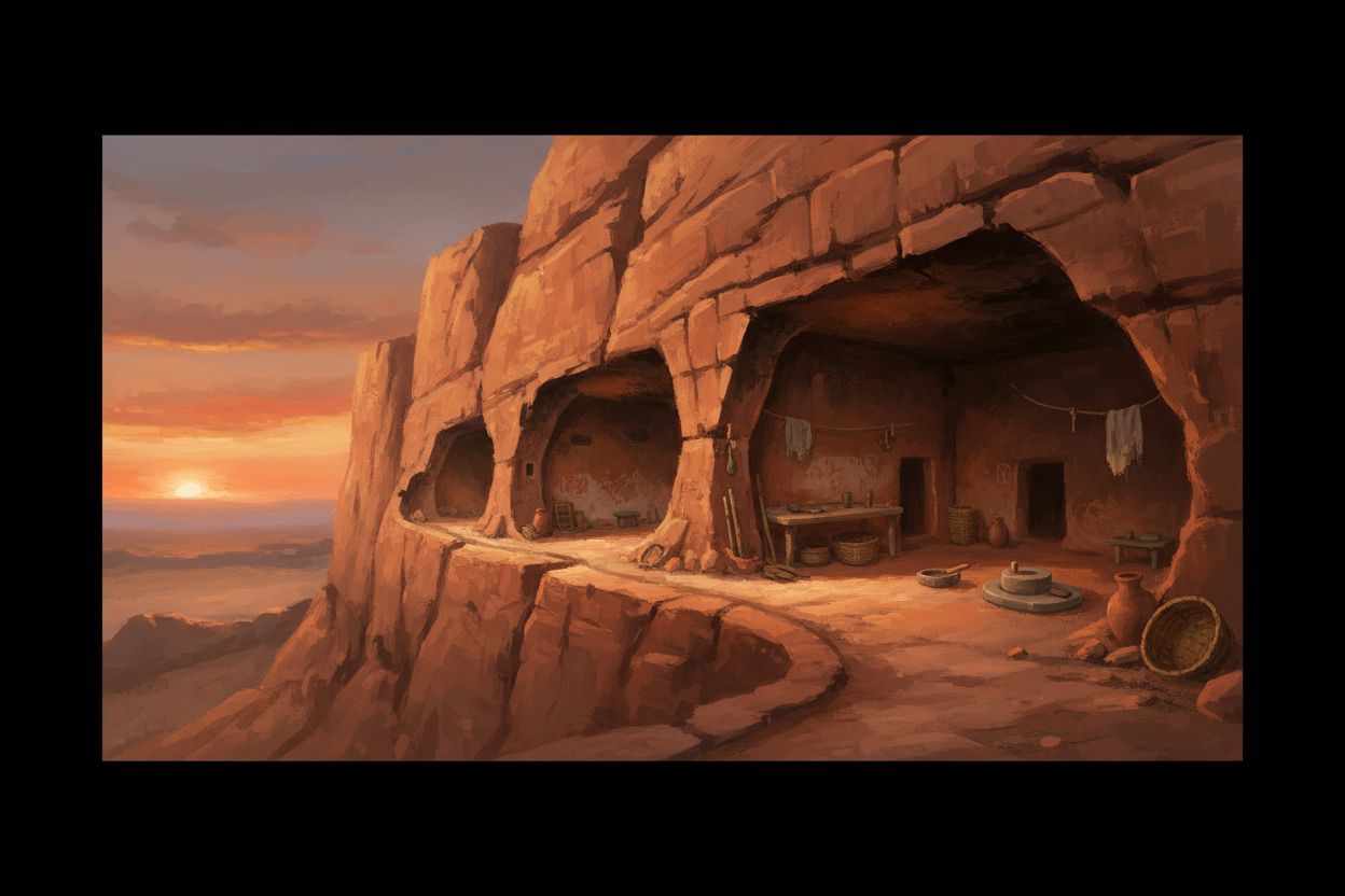 Meymand cave dwellings at sunset