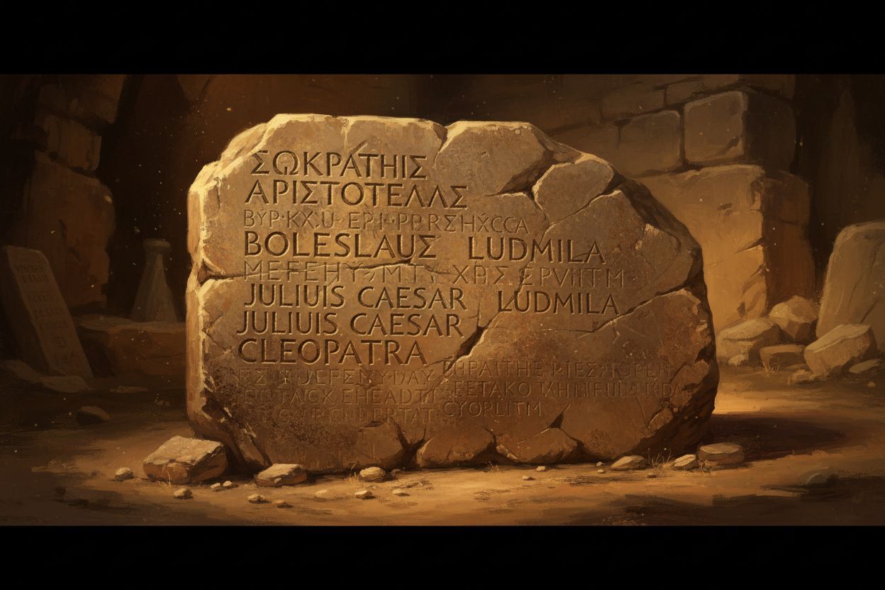 Ancient stone tablet with layered inscriptions